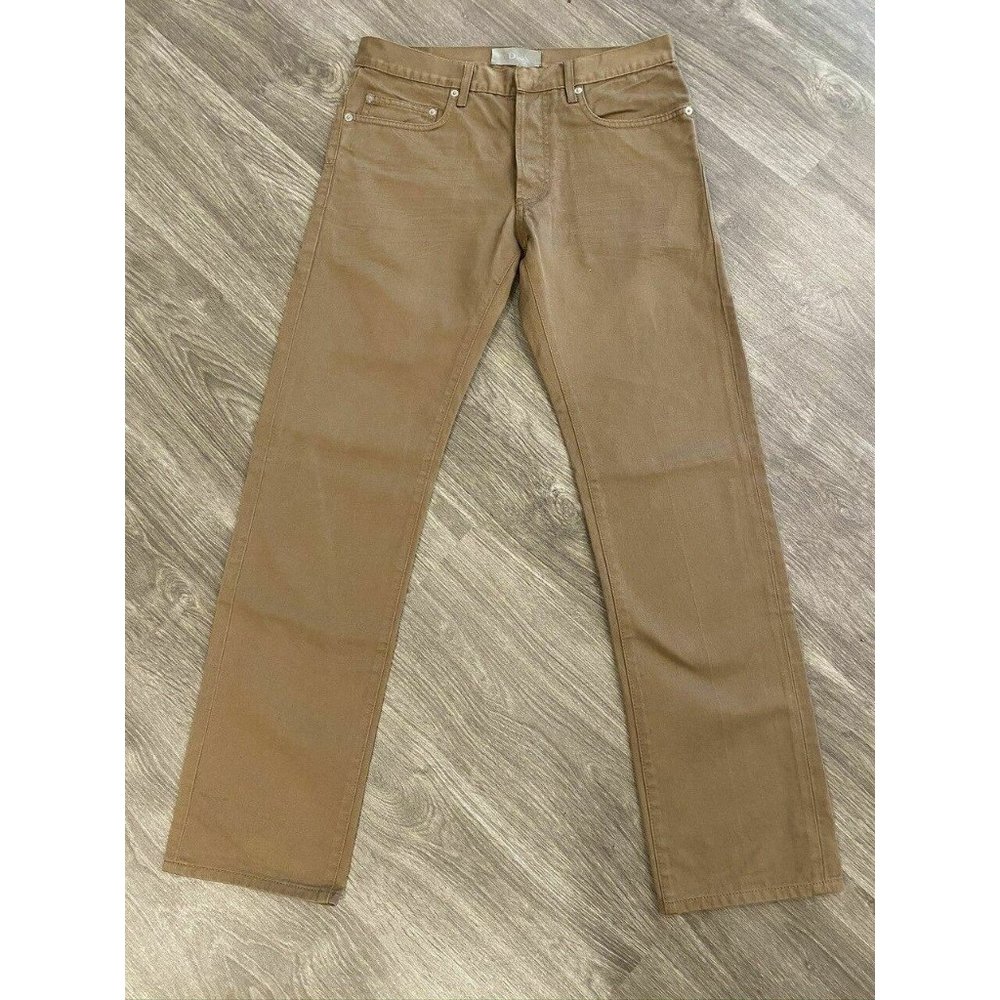 Dior Rich Tan Straight Leg Cotton Jean Pants